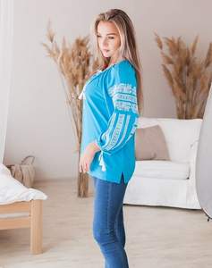 Abrigo de algodón con estampado Vintage elegante para mujer 2024, nueva moda, Logo bordado, cuello en V, manga larga, borla, Logo trasero, Blusas informales - Product Image 3