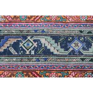 Alfombra Turca Vintage de 1.9x6.5 pies (57x199 cm), Alfombra de Lana con Puntos Azules - Product Image 5