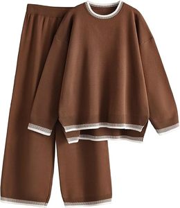 Ensemble de chandail à jambes larges en tricot à taille élastique élégant, respirant, écologique et extensible, nouvelle collection automne-hiver pour femmes - Product Image 4