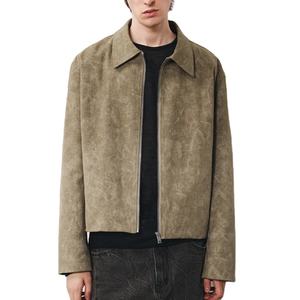 Blousons en daim 100 % véritable pour hommes, style vintage, fermeture éclair, col montant, logo frontal, nouvelle collection 2026 – Vente en gros - Product Image 1