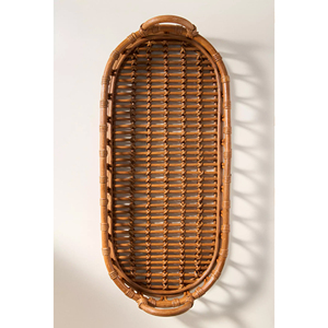 ถาดเสิร์ฟหวายทรงรีแฮนด์เมดพร้อมที่จับตะกร้าหวายสานธรรมชาติสำหรับตกแต่งห้องครัวหรือรับประทานอาหาร - Product Image 6