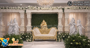 Magnífico Decorativo para Escenario de Walima, Estructura Dorada de Lujo, Conjunto de Sofás Blancos y Dorados para Bodas, Muebles con Estructura Metálica para Eventos - Product Image 5