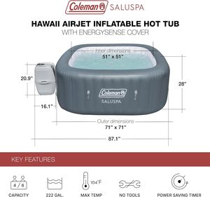 SALES OF Miami AirJet – Portable 4-Person <b>Inflatable</b> Hot Tub with Soothing AirJet Massage System - Product Image 2