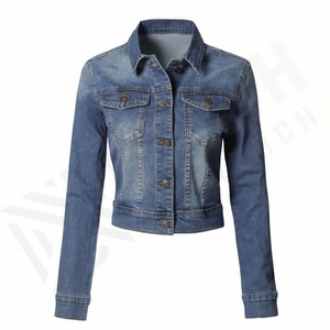 Chaqueta Vaquera para Mujer, Elegante, con Botones, Cuello Camisero, Tinte Liso, Transpirable, Estilo Femenino Moderno, Moda Urbana - Product Image 1