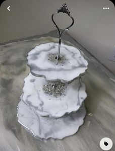 PRODUCT RELATED DISPLAY HANDMADE DIY 3 Tier Round Shape Fruit Tray Epoxy <b>Mold</b> Tea Tray Table Silicone <b>Mold</b> for <b>Resin</b> Arts - Product Image 3