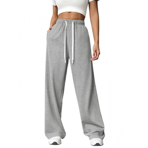Pantalon de survêtement décontracté pour femme, doublé polaire, coupe large et ample, prix abordable, fabrication OEM/ODM - Product Image 3