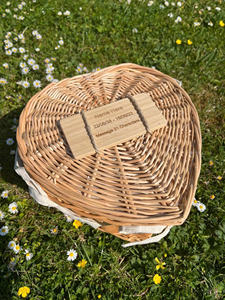 Vintage style wicker ashes casket for pet cremation handwoven heart rattan urn <b>box</b> with ribbon rustic memorial <b>keepsake</b> basket - Product Image 4