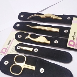 Meilleure vente de pince à cils en acier inoxydable plaqué or de haute qualité de marque Dorlon Extension de cils personnalisable avec logo couleur - Product Image 1