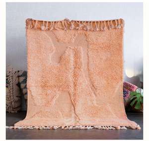 Alfombra de acento de pila alta lavable de lana tejida a mano marroquí Beni Ourain de calidad Superior para uso en el suelo del hogar - Product Image 1