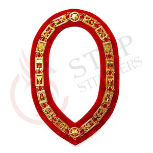 Collar de Cadena con Pedrería de los Caballeros Templarios, Dorado y Plateado sobre Negro, Regalia Ceremonial Premium - Product Image 3