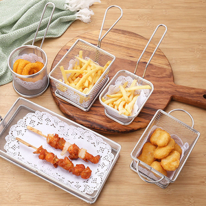Mini panier à frites en acier inoxydable 304, panier à chips en maille métallique de qualité alimentaire avec poignée pour la restauration, la cuisine et <span class=keywords><strong>le</strong></span> service à table - Product Image 5
