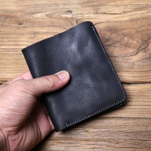 Factory Wholesale Custom Crazy Bull Men's Short Genuine Leather <b>Wallet</b> Fold Embroidery RFID Blocking Money Clip <b>Card</b> <b>Holder</b> - Product Image 2