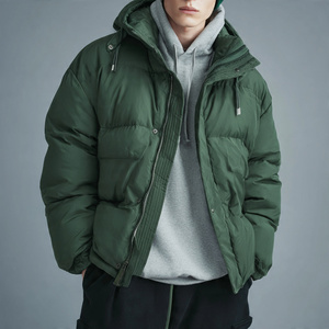 Veste matelassée en duvet pour homme, streetwear d'hiver, capuche, fermeture éclair, veste matelassée à bulles, veste matelassée chaude pour homme, veste matelassée d'hiver pour homme - Product Image 3