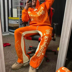 Conjunto de chándal y sudadera con capucha y pantalones de chándal unisex con serigrafía y logotipo personalizado OEM, ropa de calle, chándal, chándal - Product Image 5
