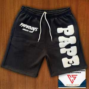 Short en éponge française vintage décontracté pour homme 100% coton imprimé bouffant surdimensionné taille élastique cordon court - Product Image 3