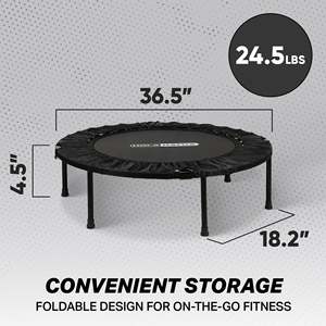 HolaHatha 48 Inch Black Mini Fitness Inflatable <b>Trampoline</b> with Adjustable Handle Safe for Outdoor Use Made of Polypropylene - Product Image 3