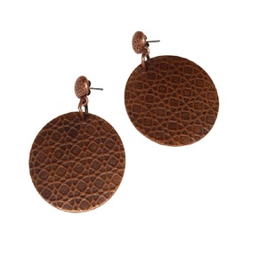 2025 Chine à bas prix poli solide cuivre Antique indien géométriquement peint à la main boucles d'oreilles pour les femmes du Nouveau-Mexique - Product Image 6