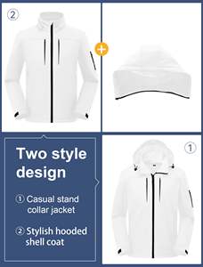 Ilumine la ropa de calle blanca Chaquetas para exteriores 100% Poliéster/POLIÉSTER/Cierre de nailon Tipo de artículo Chaqueta de concha suave Cremallera al por mayor - Product Image 4