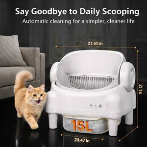 Bac à litière pour chat entièrement automatique intelligent à contrôle des odeurs 75L à ouverture supérieure en acier inoxydable avec commande à distance par application électrique auto-nettoyante - Product Image 3