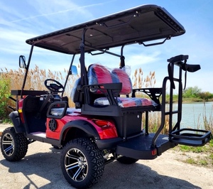 Voiturette de golf électrique 48 V la plus vendue, 4 places, toit ouvert, véhicule de transport sur le parcours avec porte-caddie arrière, certifiée CE, 30-50 km/h - Product Image 2