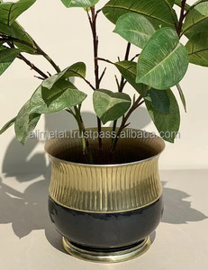 Jardinière Lu Xor en acier noir et or personnalisable pour fête à la maison ou occasions spéciales décoration de jardin vase à fleurs polyvalent - Product Image 2