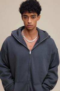 Pasamontañas Zip Hoodies Logotipo personalizado Moda Fleece Ski Mask Hoodies Hombres Streetwear Full Zip Mask Hoodie con máscara Sudaderas Hombre - Product Image 5