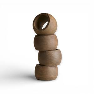 Ensemble d'anneaux de serviette en bois sculpté en forme de goutte avec motif texturé pour une présentation de table rustique et élégante, unique - Product Image 2