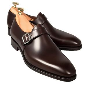 Business Casual Genuine Cowhide Leather Handmade <b>Men's</b> <b>Shoes</b> with Buckle Closing Hard Sole Dress Pointed <b>Shoes</b> for Wedding - Product Image 1