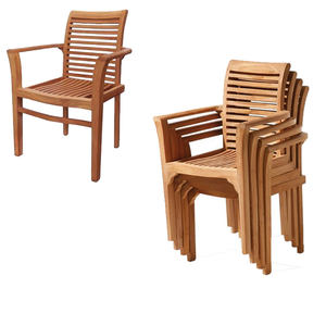Patio Jardín Madera de teca Indonesia Sillas apilables Muebles de exterior - Product Image 3