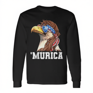 Camiseta de manga larga con bandera americana Eagle Mullet Murica, diseño patriótico del 4 de julio de EE. UU. - Product Image 2