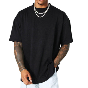 T-shirt en coton OEM pour hommes avec impression personnalisée, sonnerie vierge avec col montant et coupe carrée, vêtements de printemps, t-shirt uni surdimensionné - Product Image 6