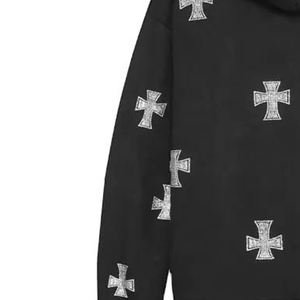 Sweat à capuche personnalisé 100% coton poids lourd visage complet surdimensionné avec fermeture éclair strass fabricant de sweat à capuche avec impression bouffante 3d pour hommes - Product Image 5