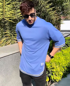T-shirt décontracté à manches courtes pour homme, personnalisé, écologique, avec logo, de haute qualité, épaules tombantes, tissu épais en Spandex/Polyester - Product Image 6