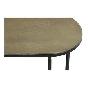 Juego de mesa auxiliar de aluminio y hierro de 2 piezas de diseño de forma Ovalada para sala de estar y dormitorio - Product Image 3