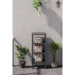 3-Tier Shelved Vegetable Rack Set, Potato, Onion, Garlic Grey Storage <b>Box</b> and 4-Tier Ombeg <b>Shelf</b> Set - Product Image 4