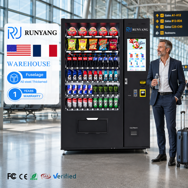 RUNYANG Custom Payment System Drink and Snack Vending Machine with Card Reader Combo Smart Vending Machine for Foods and Drinks