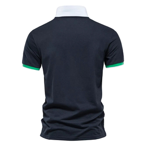 เสื้อโปโลแขนสั้นของผู้ชายผ้าฝ้าย100% เสื้อกีฬาโปโลผ้าฝ้ายคอตตอนเสื้อกอล์ฟผู้ชายเสื้อโปโลลำลองโลโก้ - Product Image 5