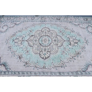 Alfombra Vintage de 5.9x9.8 pies, Alfombra Turca Grande, Alfombra Marroquí Azul Grisácea - Product Image 4