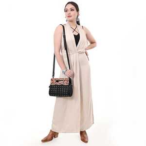 New Arrival Large Capacity Genuine Quilted Leather Bohemian <b>Tote</b> Sling <b>Bag</b> Hand <b>Tooled</b> Western Style Wholesale Price - Product Image 2