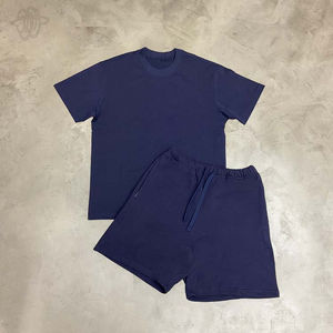 Venta al por mayor 100% algodón hombres Casual sólido ecológico transpirable Activewear pantalones cortos conjuntos - Product Image 2