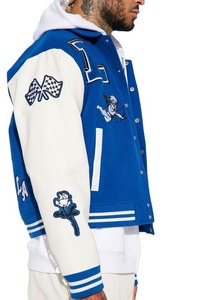 Chaqueta Universitaria para Hombre al por Mayor, Estilo Urbano, Parches Bordados Personalizados, Cuello Alto, Talla Grande, Ropa de Calle - Product Image 4