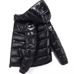 ¡Novedad de 2024! Chaqueta acolchada brillante de invierno Warn para hombre, chaqueta cortavientos acolchada gruesa negra con capucha - Product Image 2