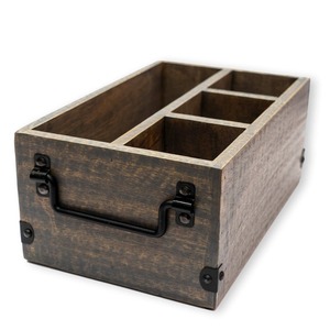 Plateau de rangement en bois galvanisé avec poignées en bois de pin pour la cuisine et l'organisation de la maison - Product Image 4