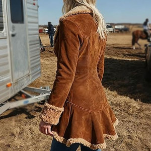 Abrigo de Invierno de Cuero de Gamuza para Mujer, Diseño Moderno, Cortavientos, Ecológico, Informal, de Moda Urbana, para Actividades al Aire Libre - Product Image 5