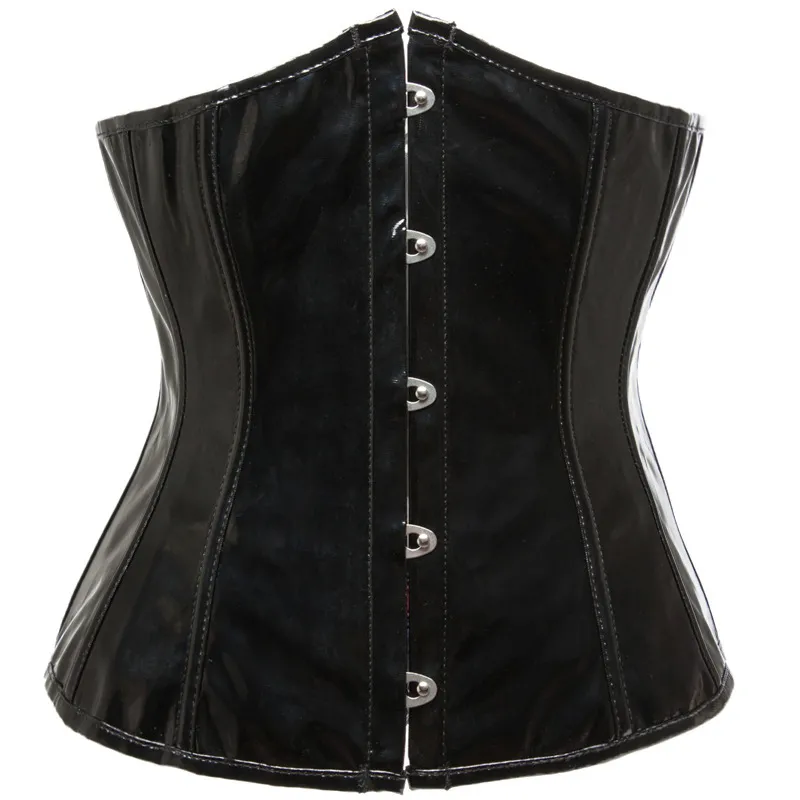 Hot Sale 2024 Sexy PU Leather Waist Trainer Slimming Corset Top 2 Piece Set Women's Shapers