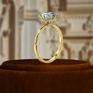 Anillo de Compromiso con Diamante de Corte Asscher de 1 Quilate Certificado por IGI, Oro Sólido de 14K, Solitario con Halo Oculto de 8 Puntas, Anillo de Boda con Diamante Cultivado en Laboratorio - Product Image 5