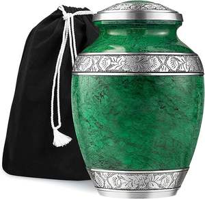 Urna Funeraria para Cenizas Humanas Adultas, Urna Conmemorativa Grande Hecha a Mano con un Impresionante Diseño Verde, Elegante Contenedor para Cenizas - Product Image 1