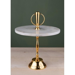 Présentoir à gâteau de qualité standard en métal incrusté et marbre blanc Présentoir à gâteau de fête de mariage facile à assembler Meilleure vente - Product Image 5