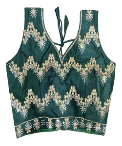 เสื้อเบลาส์ส่าหรีปักลายสีเหลือง,เสื้อผ้าอินเดียแขนสามส่วนผ้าฝ้ายสำหรับผู้หญิงทรงพอดีตัว - Product Image 1