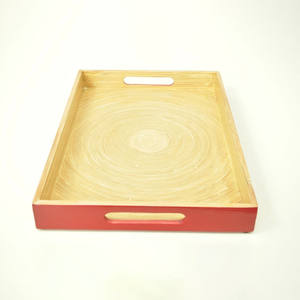 Petit déjeuner déjeuner dîner affichage de la nourriture plateau de restauration bambou enroulé fibre naturelle artisanat plateaux pour la vente en gros - Product Image 6